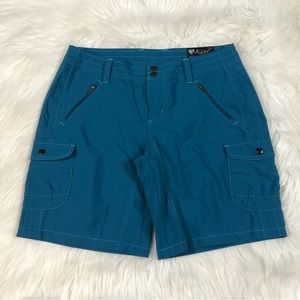 Kuhl Shorts Womens Size 8 Hiking Lightweight Blue Cargo Zip Pockets